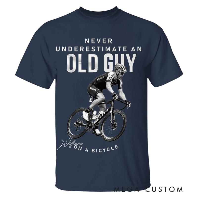 Personalized Cycling Classic T-shirt Photo Customed Mountaineer Gift Mountain Bike T-shirt Outdoors Graphic Tee