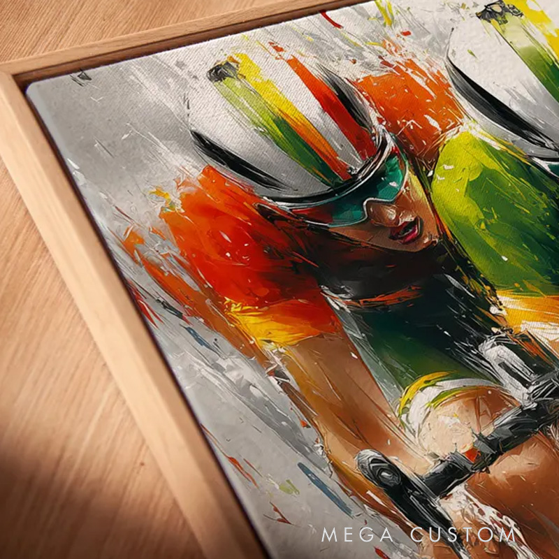 Personalized Bicycle Photo Portrait Bike Art Print Cycling Wall Decor Bike Race Artwork Athlete Gift for Man Cave Fitness Studio Art Print