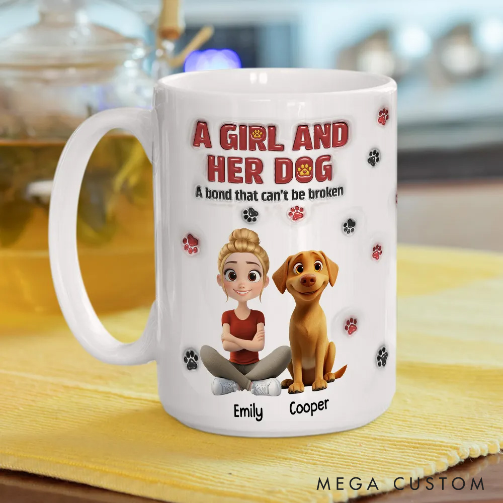 Personalized Dog Lover a Girl and Her Dog Mugs