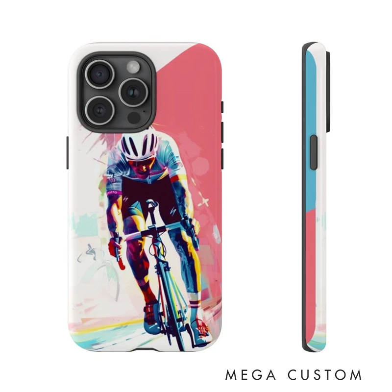 Personalized Photo Design Cycling Biking Tough Phone Cases Fit for IPhone Cycling Lovers Cyclist Riding Lovers