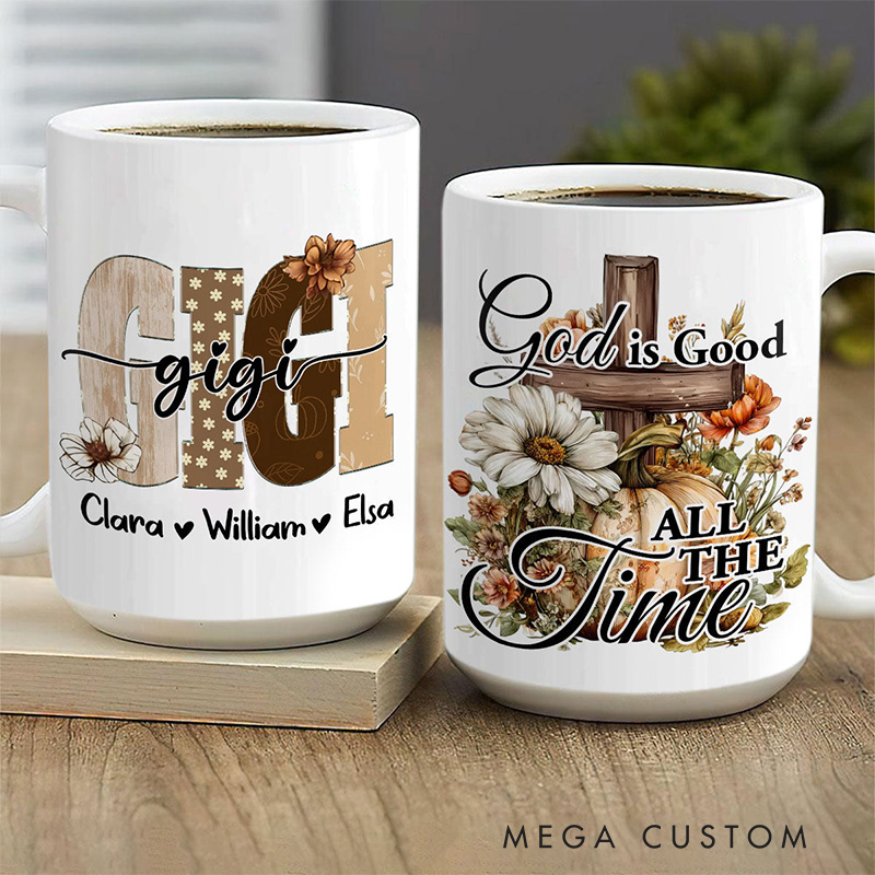 Personalized God is Good all the Time Ceramic Mug with Name Religious Gift Faith Gift for Christians