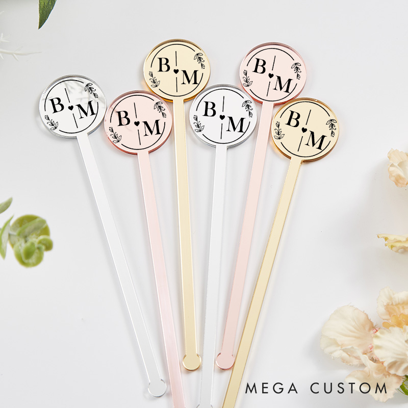 Personalized Wedding Drink Stirrer Custom Initials Drink Charms Bachelorette Party Favors Wedding Guests Gifts