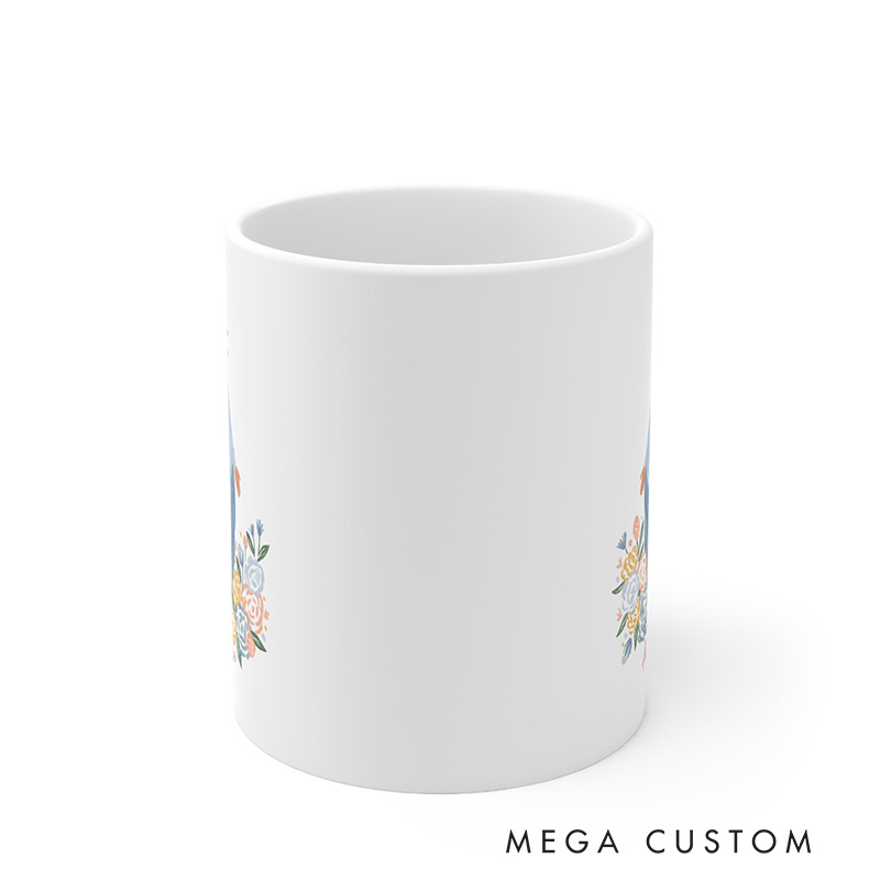 Personalized Full of Grace Virgin Mary Ceramic Mug with Floral Accents Catholic Religious Gift Birthday Gift for Women and Girls 