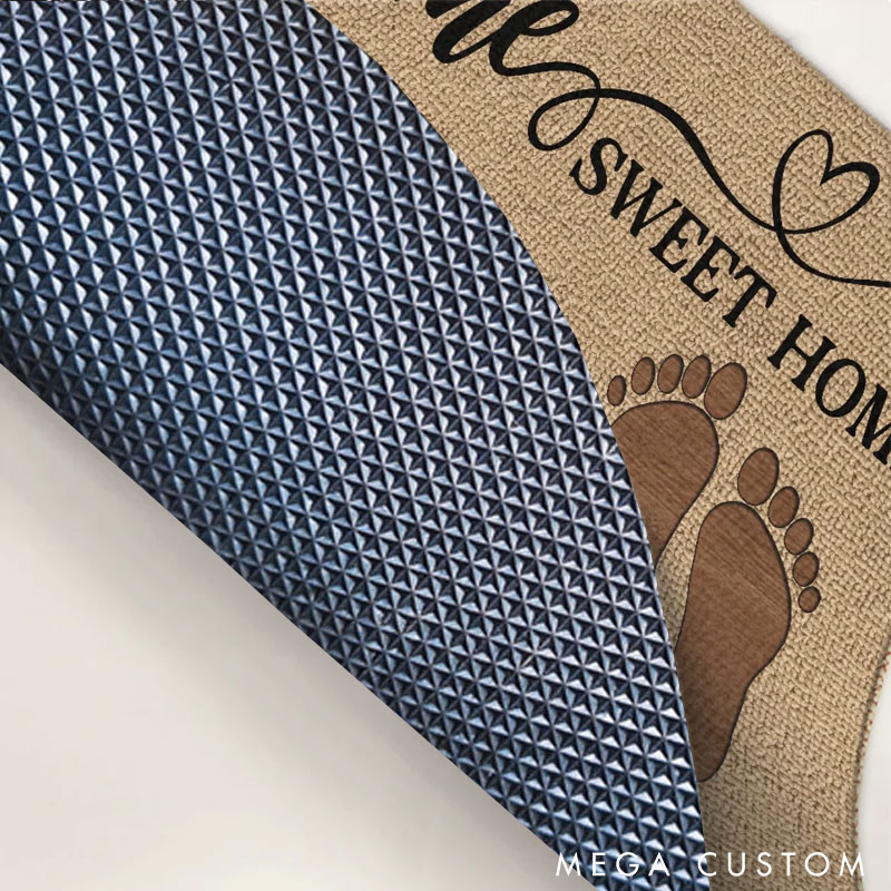 Personalized Home Sweet Home Doormat Custom Family Footprint Welcome Mat Perfect Housewarming Gift Durable Entryway Rug for New Home Indoor Outdoor Decor