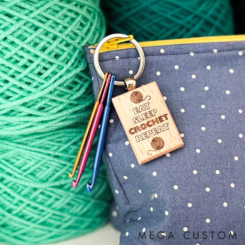 Personalized Crochet Keychain Gift for Crocheter Crochet Hook Keychain