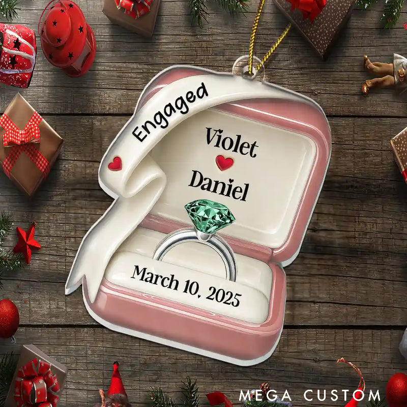 Personalized She Said Yes Engaged Married Ceramic Effect Ring Box Just Married Ornament For Newlyweds Couple Christmas Gift