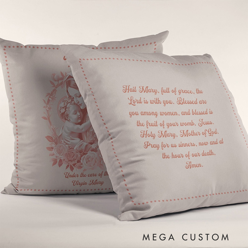 Personalized Virgin Mary Throw Pillow with Name Home Decor Religious Gift Catholic Gift for Women