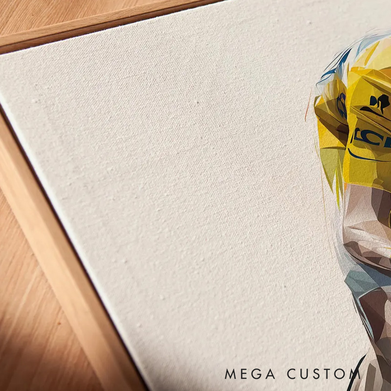Personalized Photo Cycling Portrait Racer Wall Decor Geometric Bike Print Painting Cyclist Gift Idea Cycling Present