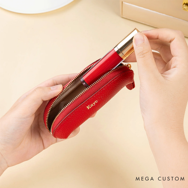 Personalized Multicolor Mini PU Leather Coin Purse Makeup Bag with Name Daily Travel Accessories Birthday Gift for Women