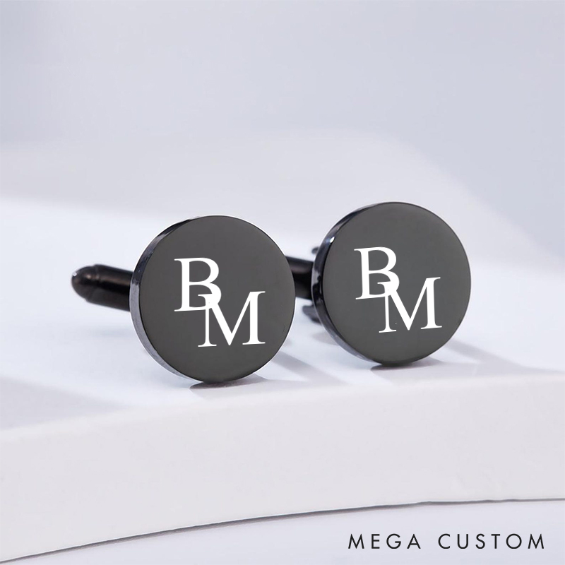 Personalized Minimalist Initial Cufflinks Custom Engraved Cufflinks for Groom Groomsman Bachelor Party Favors Cuff Links