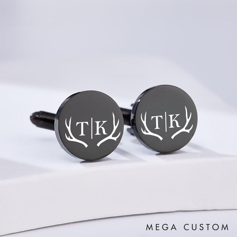 Personalized Engraved Antler Design Cufflinks Custom Wedding Party Gift Cufflink Groomsmen Groom Gift Bachelor Party Favors Cuff Link