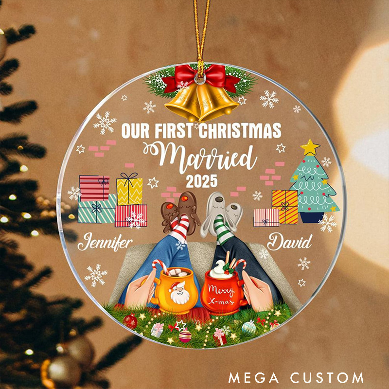 Personalized Our First Christmas Married Couple Ornament Acrylic Christmas Ornament For Newlywed Couple Keepsake