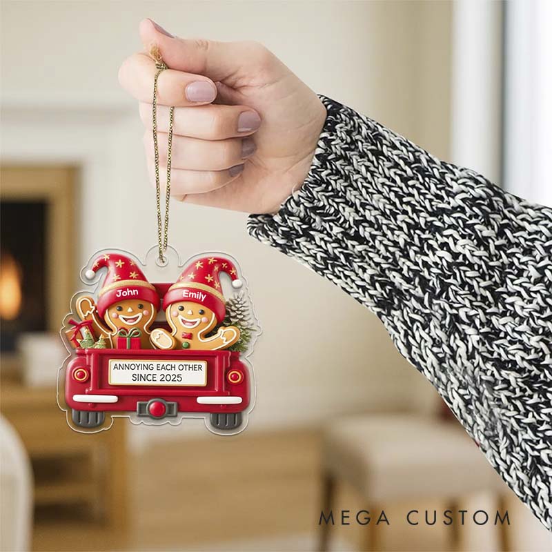 Personalized Couple Gingerbread Christmas Ornament Annoying Each Other Since for Newlyweds Couple Custom Name Ornaments for Husband Wife