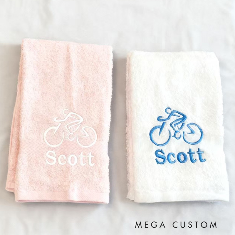 Personalized Embroidered Bicycle Towel Name with Sports Towel Gift for Triathletes Cyclist