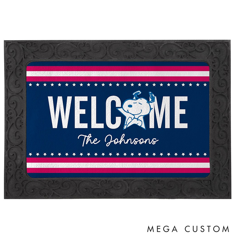 Personalized Welcome Door Mat Custom Family Name Patriotic Mat Indoor Outdoor Decor Housewarming Gift for New Home
