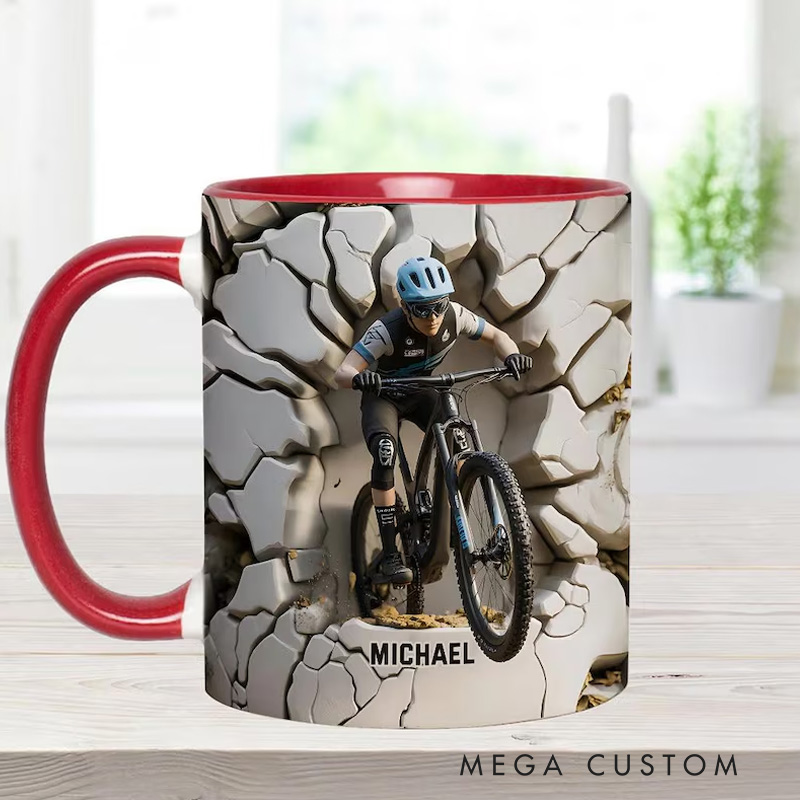 Personalized Dirt Bike Accent Mug Biker Accent Mug Bike Racer Coffee Cup Gift for Men for Cycling Lovers