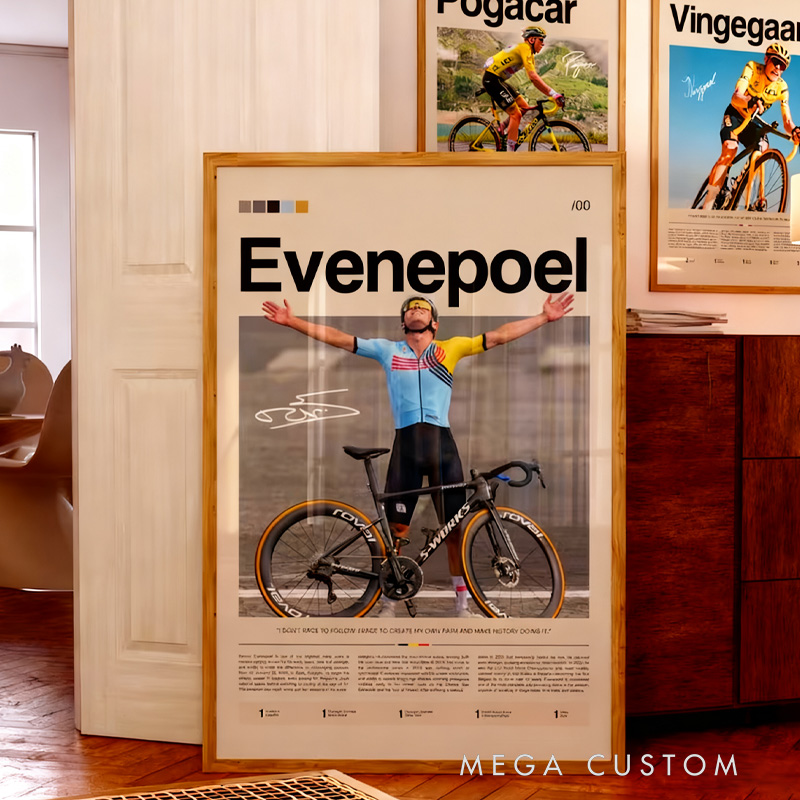 Personalized Photo Remco Evenepoel Poster Evenepoel Cyclist Print Framed Evenepoel Art Cyclism Decor Olympic Gold Poster Cyclism Poster Bycicle Wall Art