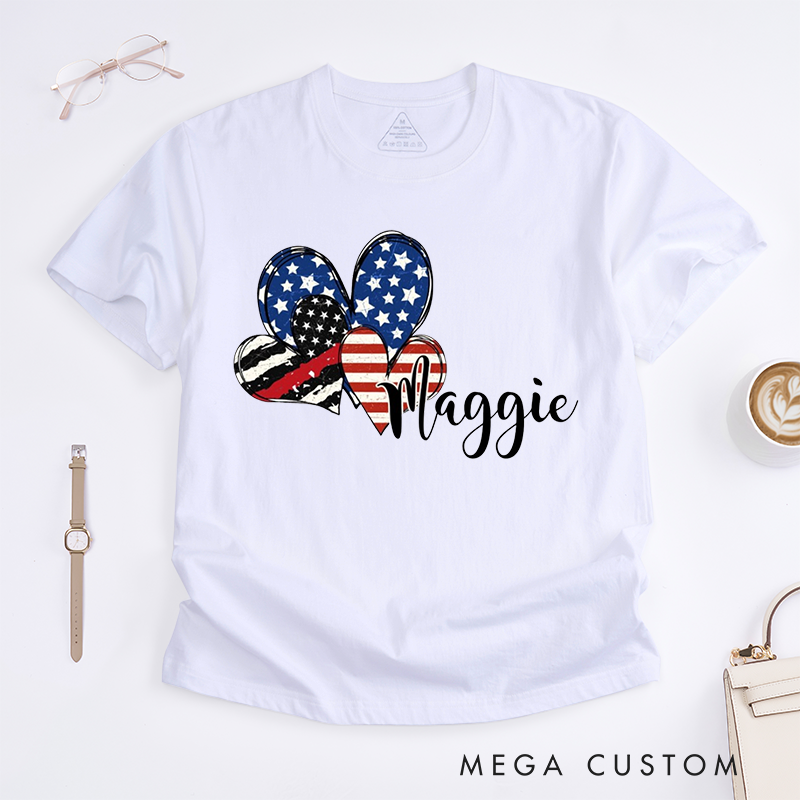 Personalized Patriotic Shamrock Firefighter Design Gift for Female Firefighter Fireman Wife Girlfriend T-Shirt