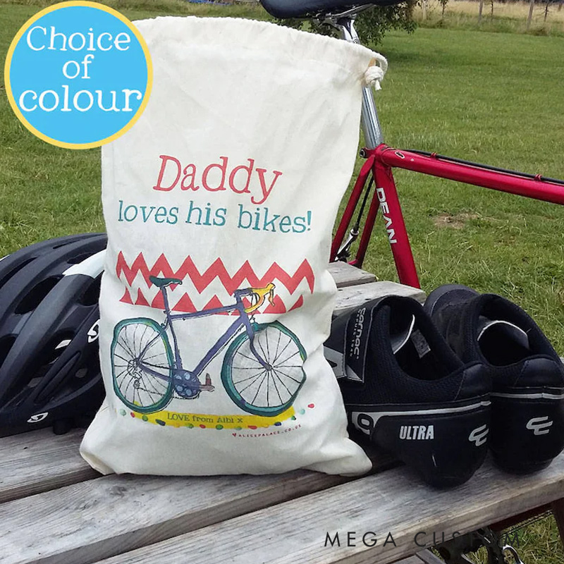 Personalized Merry Christmas Sack Family Christmas Gift Wrap Bag Cycling Kit Sack Cotton Sports Bag Gift for Cyclist