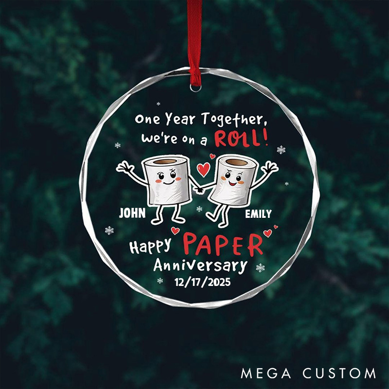 Personalized Couple Paper Anniversary Ornament Custom Couple Celebrating One Year Together Ornament 1st Anniversary Decor for Husband Wife