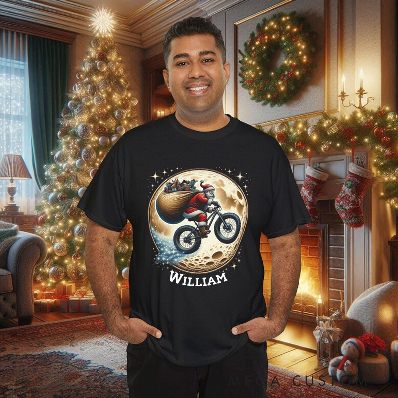 Personalized Speedy Delivery Christmas Santa Biking Tee Bicycle Tshirt Cycling Cyclist