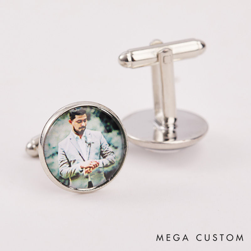Personalized Photo and Message Cufflinks Custom Groom Groomsmen Wedding Cufflinks Photo Cufflinks for Husband Valentine Gift for Him