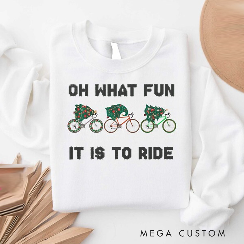 Personalized Christmas Tree Riding A Bike Sweatshirt Bicycle Christmas Tree Sweatshirt Cycling Lover Christmas Shirt Holiday Winter Apparel Xmas Gift
