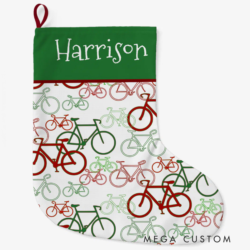 Personalized Christmas Stocking Road Bikes for Riding Fans in Cycling Custom Name Christmas Stocking Christmas Gift for Cycling Bike Lover