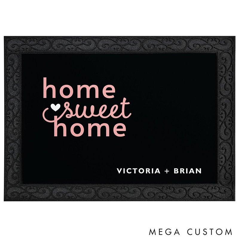 Personalized Home Sweet Home Doormat Custom Couple Name Welcome Mat Housewarming Gift Decorative Indoor Outdoor Durable Floor Rug for Entryway Door