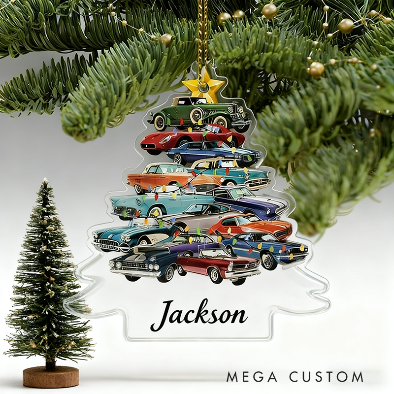 Personalized Muscle Car Christmas Ornament Custom Car Tree Decoration Gift for Racers and Car Lovers