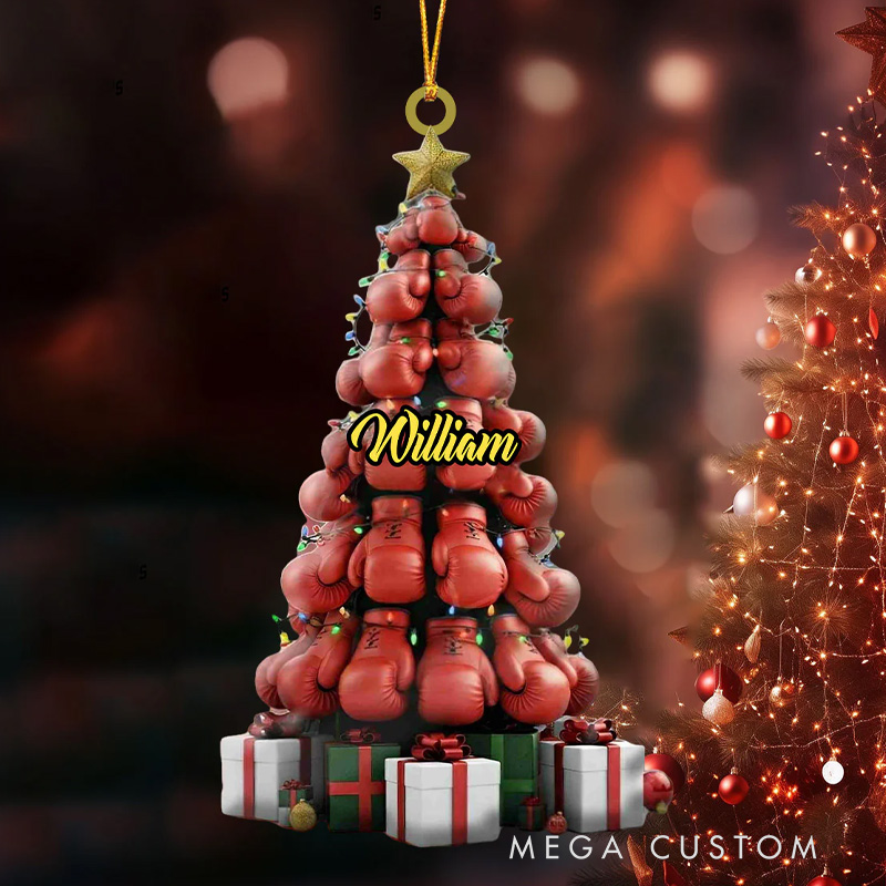 Personalized Boxing Gloves Tree Ornament Gifts For Boxing Lovers Gym Lovers Fitness