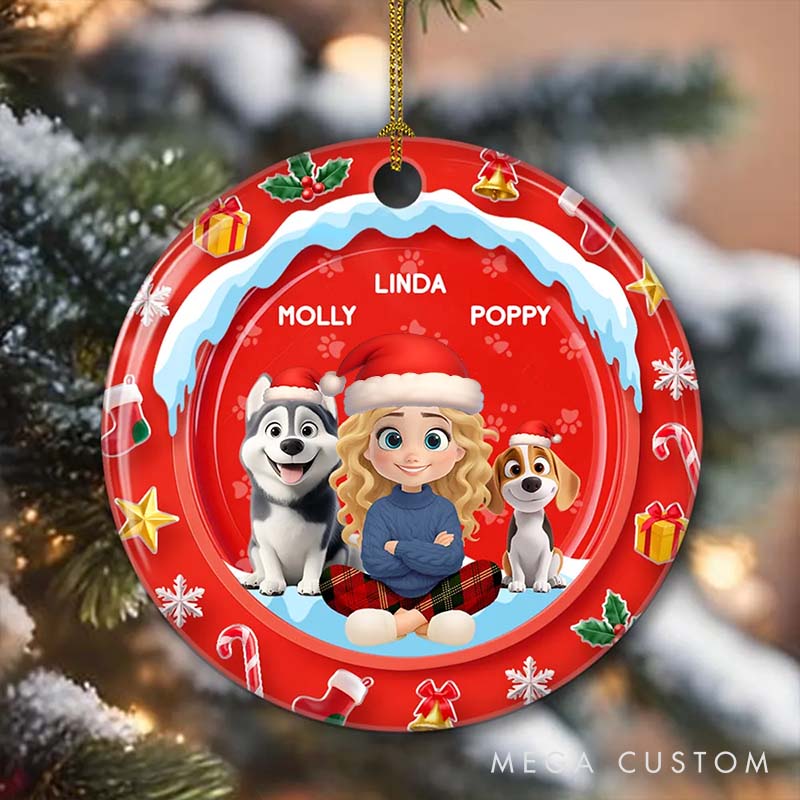 Personalized Dog Lover Under the Mistletoe Christmas Ornament 