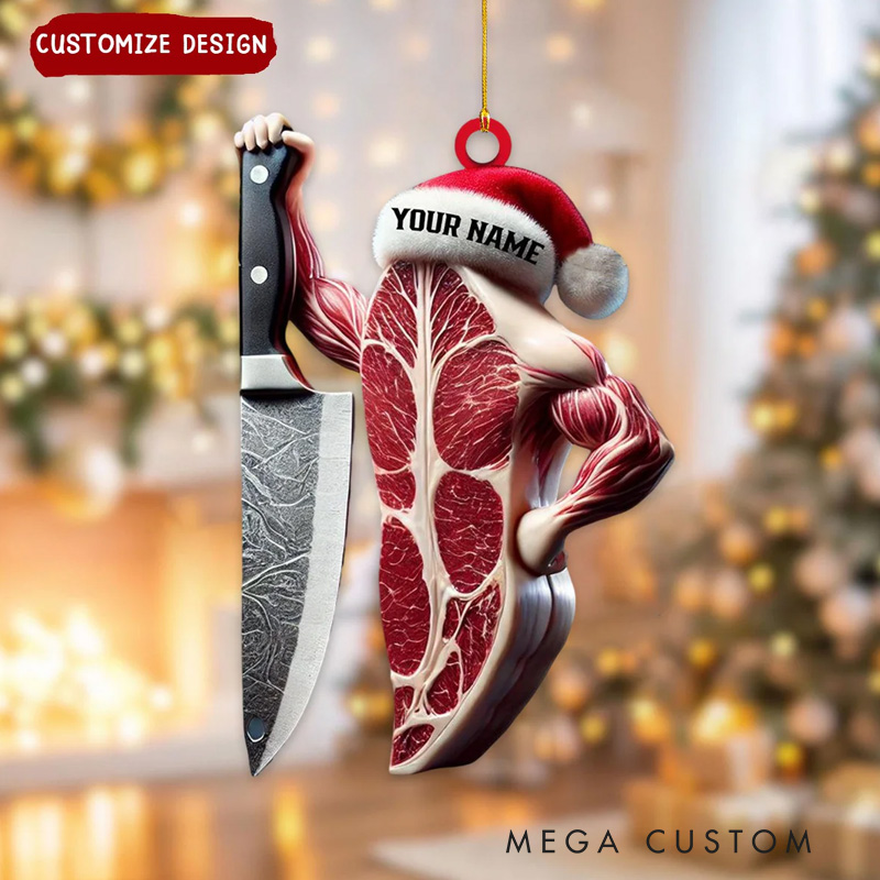 Personalized Weight Lifting Meat Muscle Fitness Christmas Ornament Gift for Gym Lover