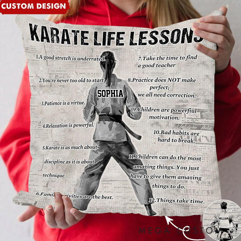 Personalized Pillow for Gym Lovers Karate Life Lessons Pillow for New Home Present Housewarming First Home Gift