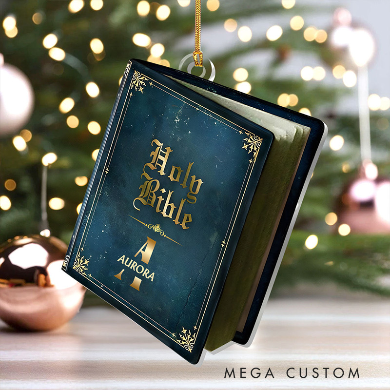 Personalized Holy Bible Acrylic Ornament with Name Home Decor Religious Gift for Christians