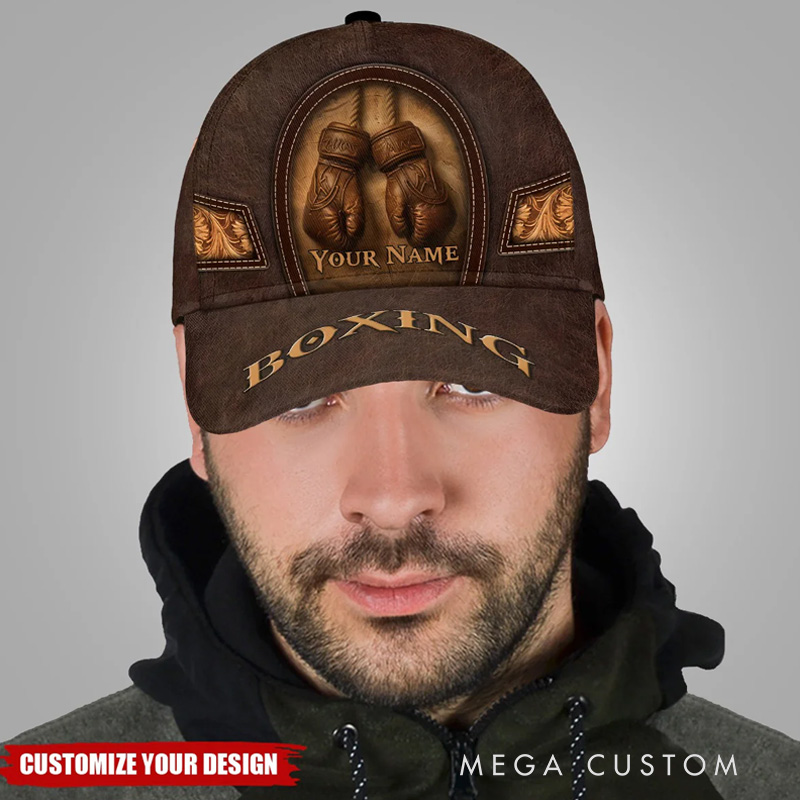 Personalized Boxing Gloves Classic Cap with Name Cross Baseball Cap for Fitness Gym Lovers