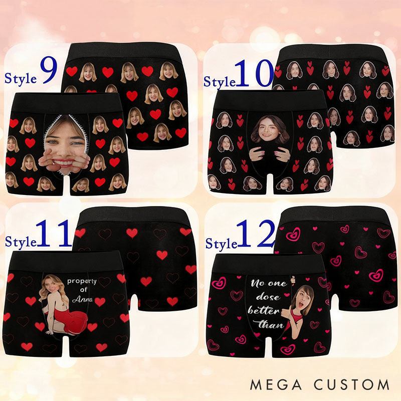 Personalized Girlfriend Wife Face Boxers Men Underwear with Women Face Photo Valentine's Day Gift for Boyfriend Husband Groom Wedding Gift from Bride