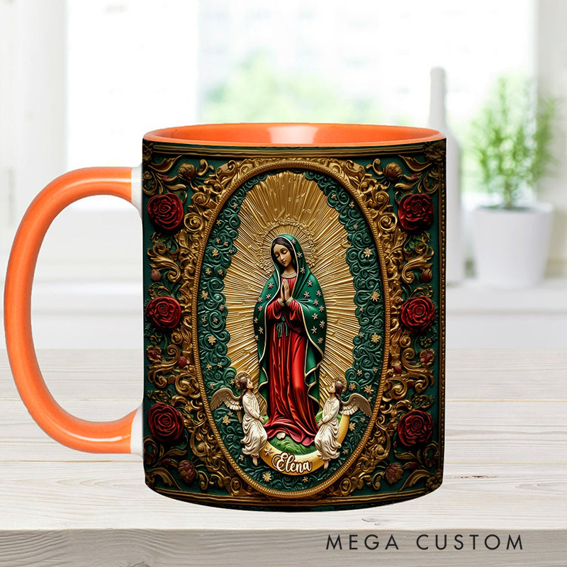 Personalized Our Lady of Guadalupe Ceramic Mug with Name Religious Inspirational Gift Catholic Gift for Women