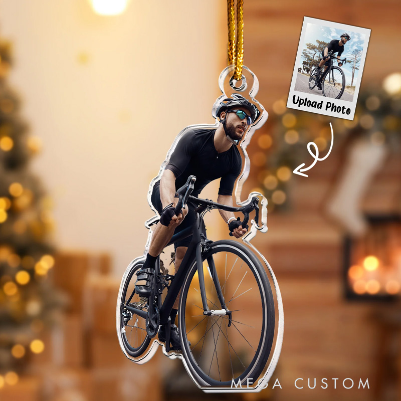 Personalized Acrylic Photo Ornament Cycling Ornaments Christmas Gift For Cyclist