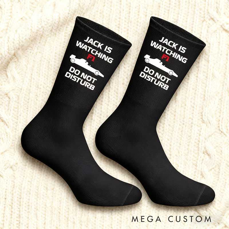 Personalized Watching Racing Socks with Name Do Not Disturb Custom Gift for Racers and Racing Lovers