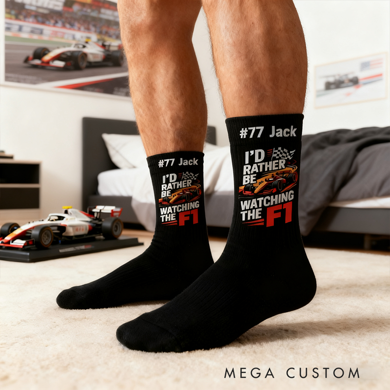 Personalized Watching Racing Socks with Name and Number Custom Gift for Racers and Racing Lovers