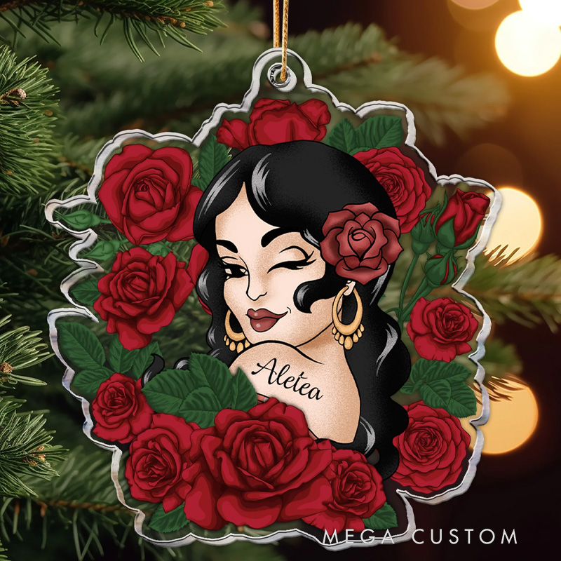 Personalized Vintage Latin Girl Fitness Christmas Ornament Gift for Gym Lovers