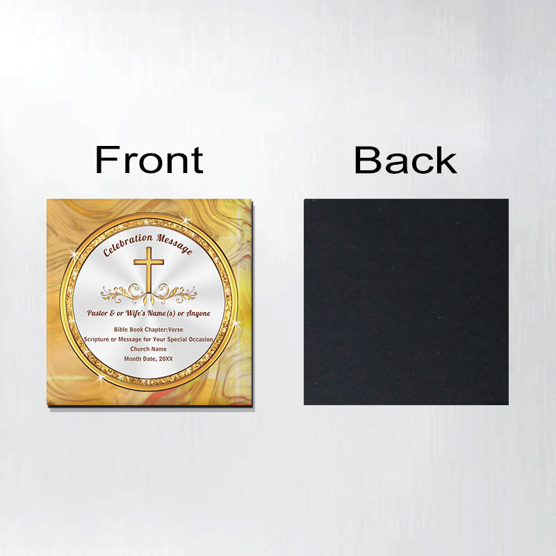 Personalized Gold Cross Magnetic Fridge Magnet with Name of Pastor Church and Date Church Souvenirs Religious Gift for Anniversary or Any Occasions