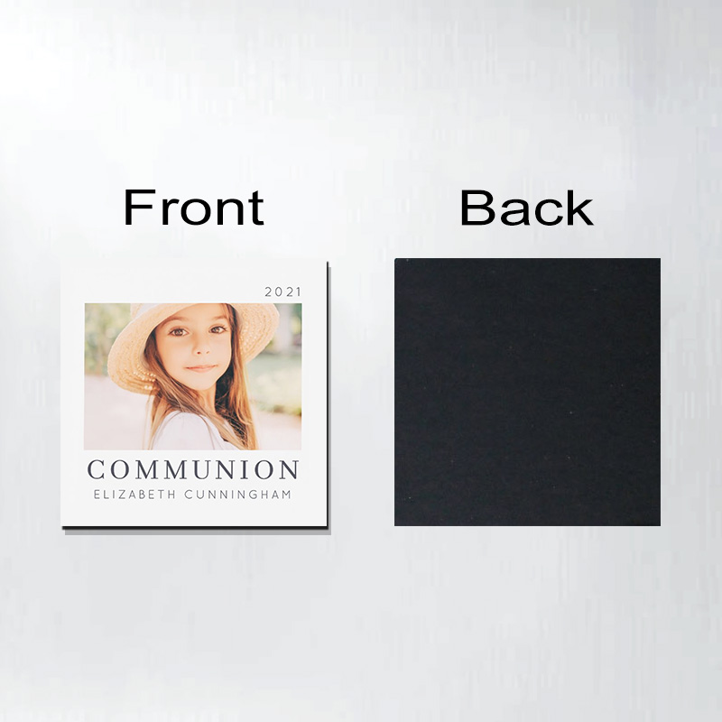 Personalized Simple Modern Chic First Communion Photo Magnetic Fridge Magnet with Name and Date Religious Gift First Holy Communion Gift