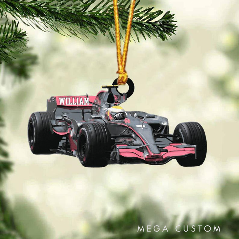 Personalized F1 Racing Car Christmas Ornament, Custom Acrylic Ornament Gift for Racing Lovers and Motorsport Fans