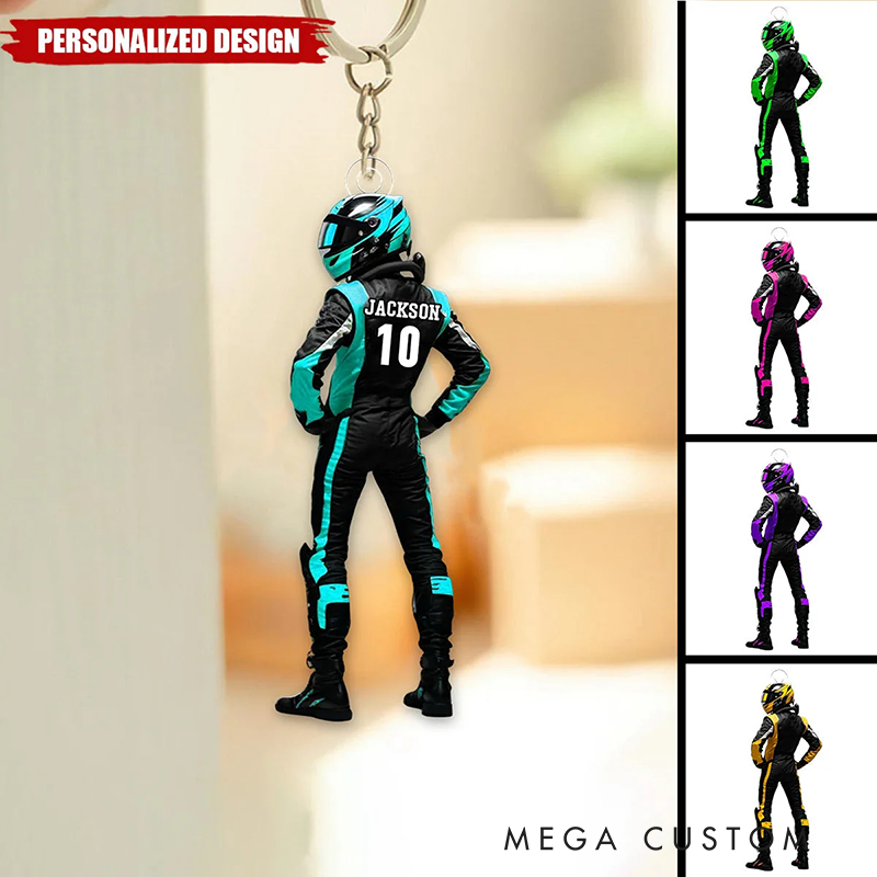 Personalized Acrylic Keychain Custom Racer Name Keychain Gift for Racer and Car Lovers