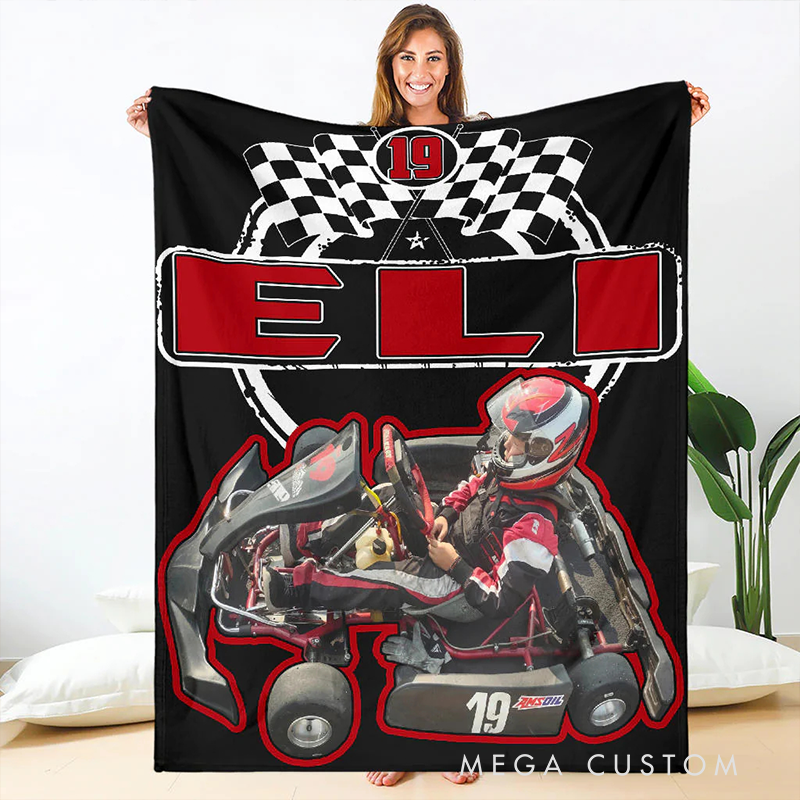 Personalized Racing Blanket Custom Photo Blanket Gift for Racer and Racing Lovers