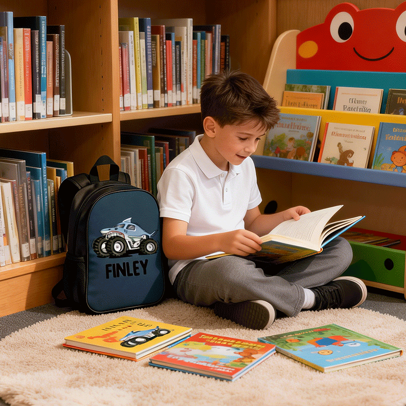 Personalized Shark Truck Backpack with Custom Name Unique Backpack for Kids