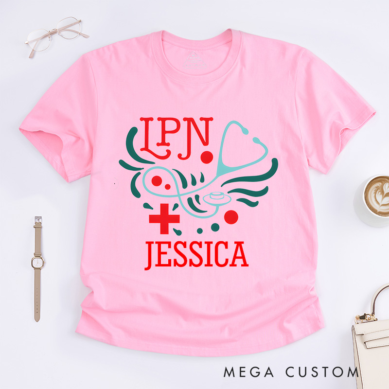 Personalized Nurse T-Shirts Artistic LPN Fashion Design T-Shirts