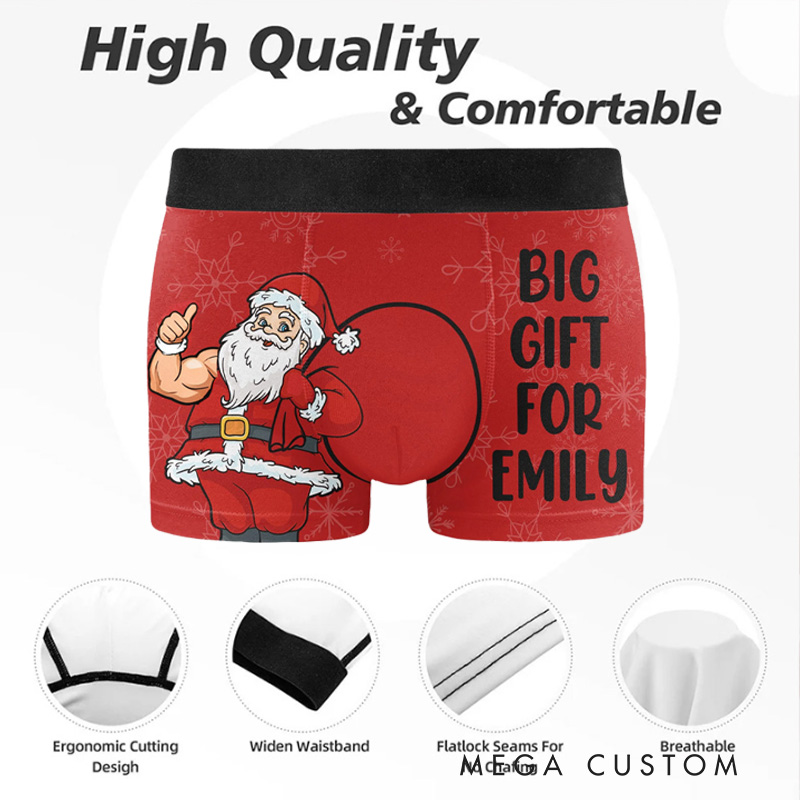Personalized Mens Boxer Briefs Fitness Muscle Santa Christmas Funny Husband Boyfriend Gym Lovers